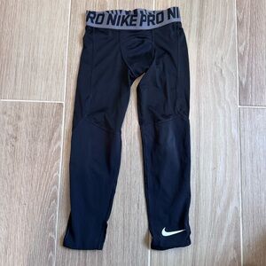 Nike Kids Black Pro Leggings with White Swoosh